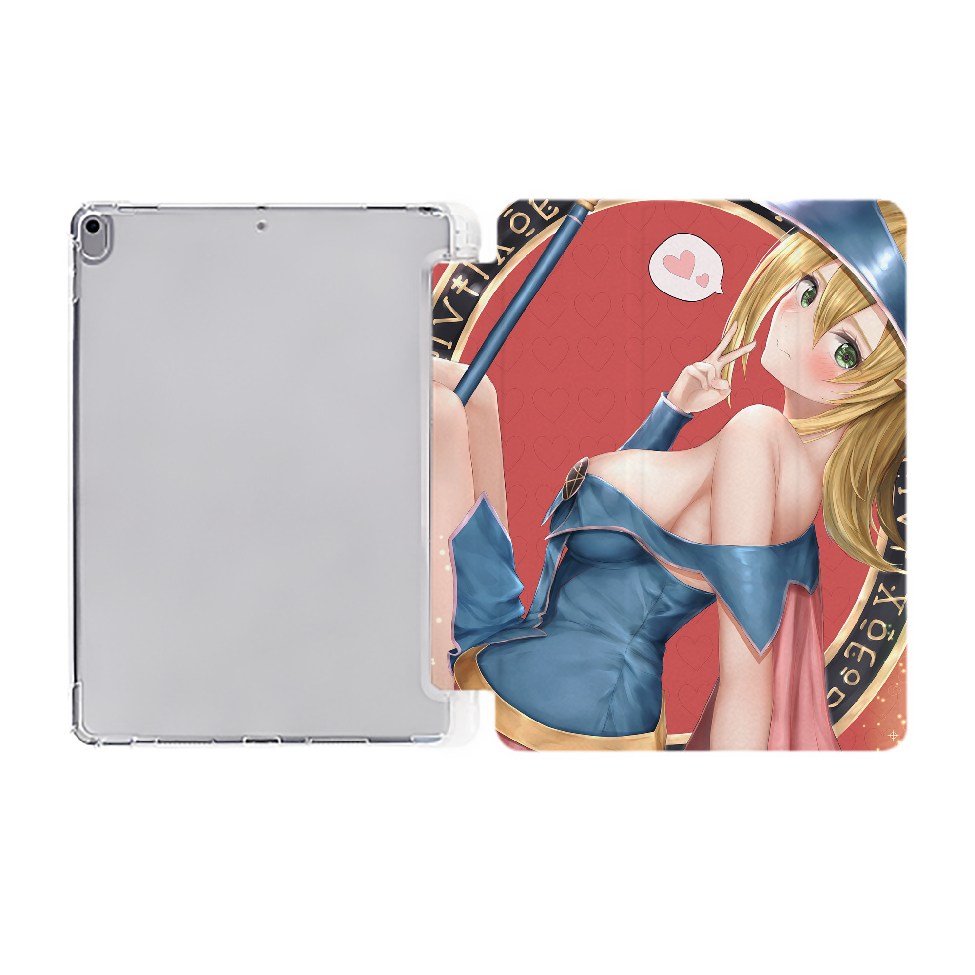 （画像用） 遊☆戯☆王 Yu-Gi-Oh! IPad ケース ペン収納付き 三つ折りスタンド PUレザー×シリコン 対応機種9.5/10.5/10.9インチ